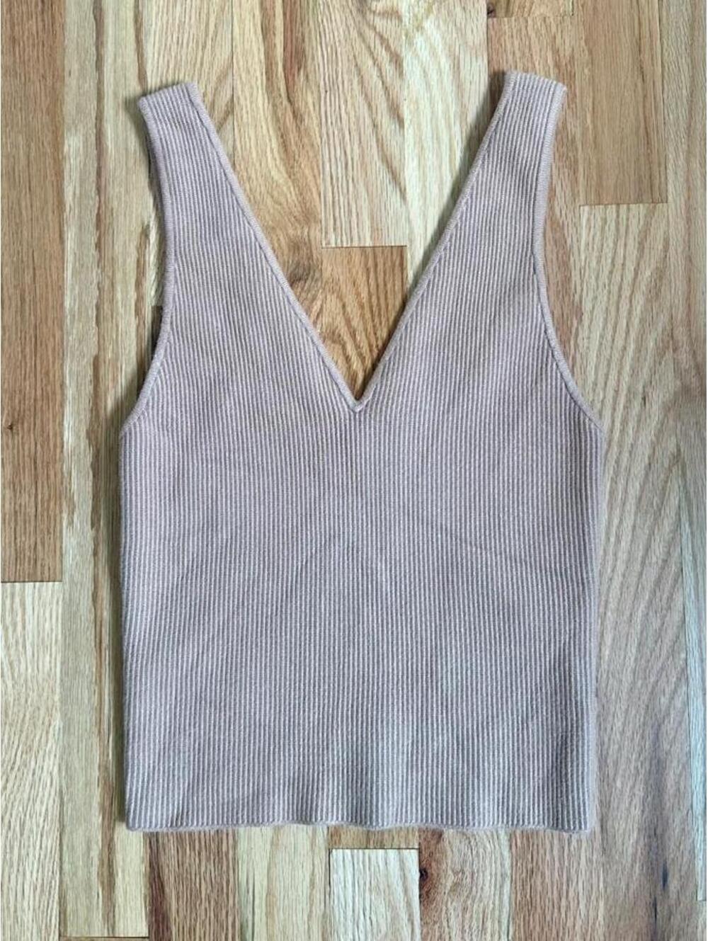 Abercrombie & Fitch beige ribbed knit sweater tank top size M